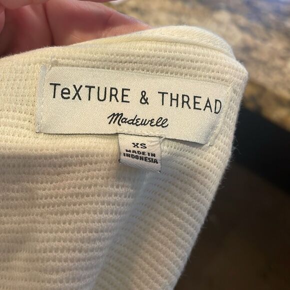Madewell Texture and Thread Tie Front Ribbed Top Cream Size XS K4775 - Picture 9 of 9